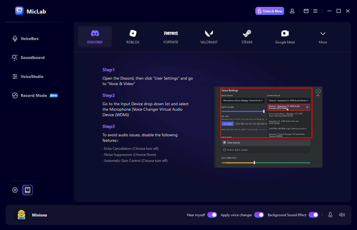 miclab diacord voice changer